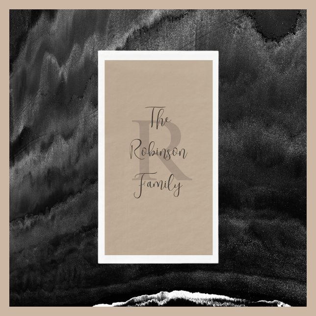 Tan und Brown Name Monogram Paper Handtuch Serviette (Von Creator hochgeladen)