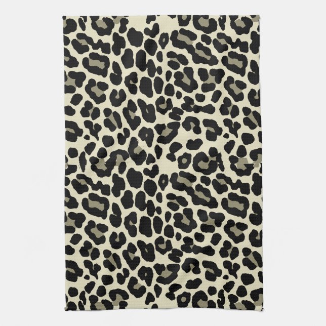 Tan und Coffee Leopard Druckmuster Geschirrtuch (Vertikal)