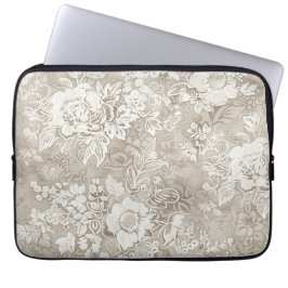 Tan und Cream Floral Laptopschutzhülle