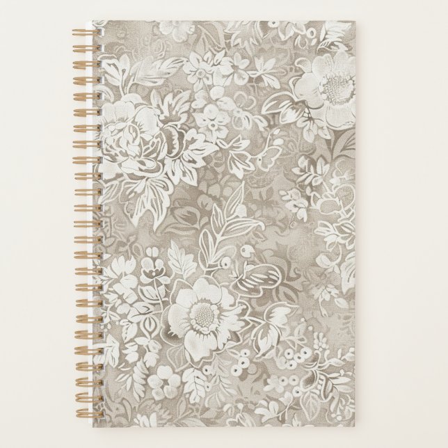 Tan und Cream Floral Planer (Vorderseite)