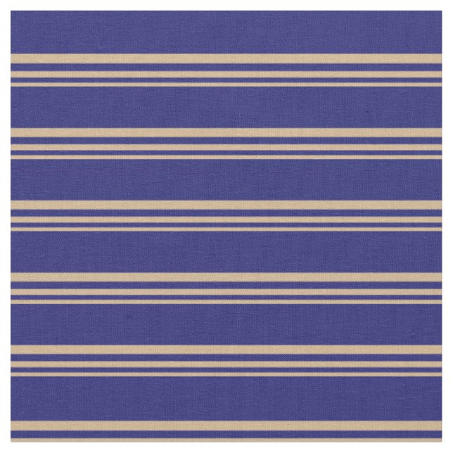 Tan und Midnight Blue Lined/Strip Muster Stoff (Nahaufnahme)