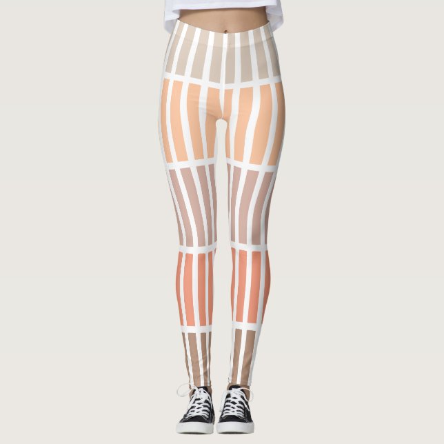 Tan und Orange Blöcke von Rechtecken Leggings (Vorderseite)