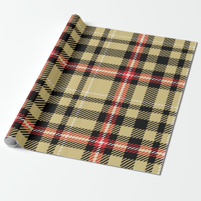 Tan und Red twill kariert Geschenkpapier (Ungerollt)