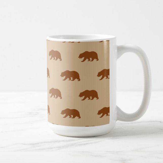 Tan und Saddle Brown Grizzles Bärmuster Kaffeetasse (Rechts)