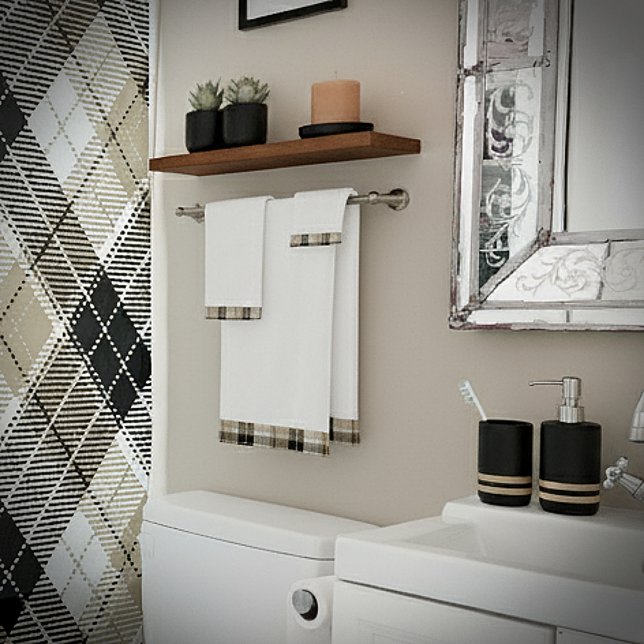 Tan und Schwarz kariert Badhandtuch Set (Von Creator hochgeladen)