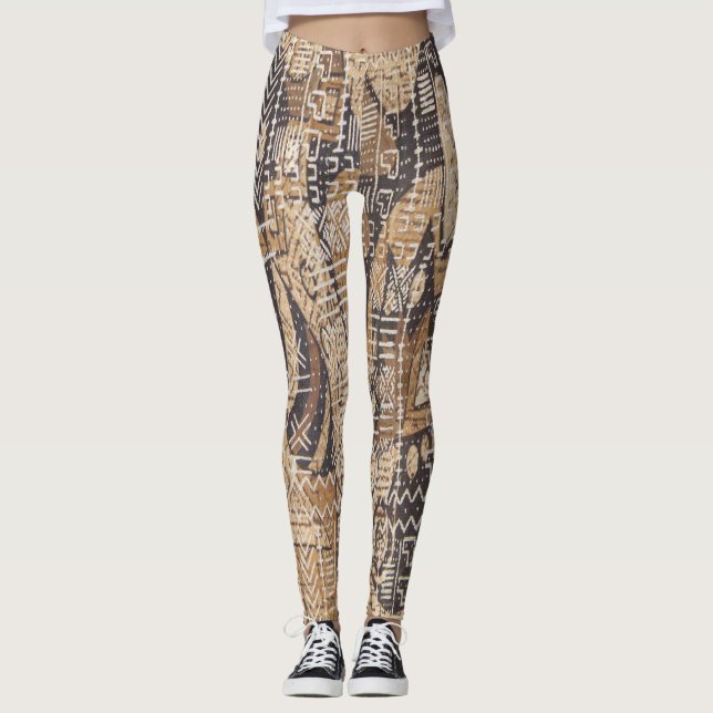 TAN- und Schwarzafrikaner-Schlamm-Stoff Leggings (Vorderseite)