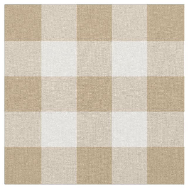 TAN und weißes Gingham-Muster-Gewebe Stoff (Nahaufnahme)