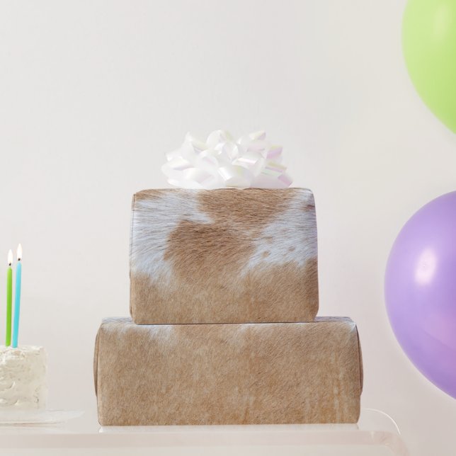 Tan und Weißes Kuhhaar Geschenkpapier (Partygeschenke)