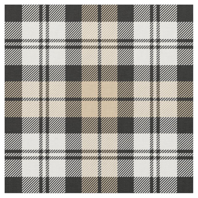 Tan und White Black Watch Tartan Kariert Stoff (Nahaufnahme)