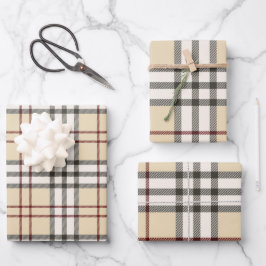 Tan und White Buffalo Kariert Gingham Geschenkpapier Set