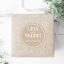 Tan und White Gastgeschenk Hochzeit Danke Runder Aufkleber