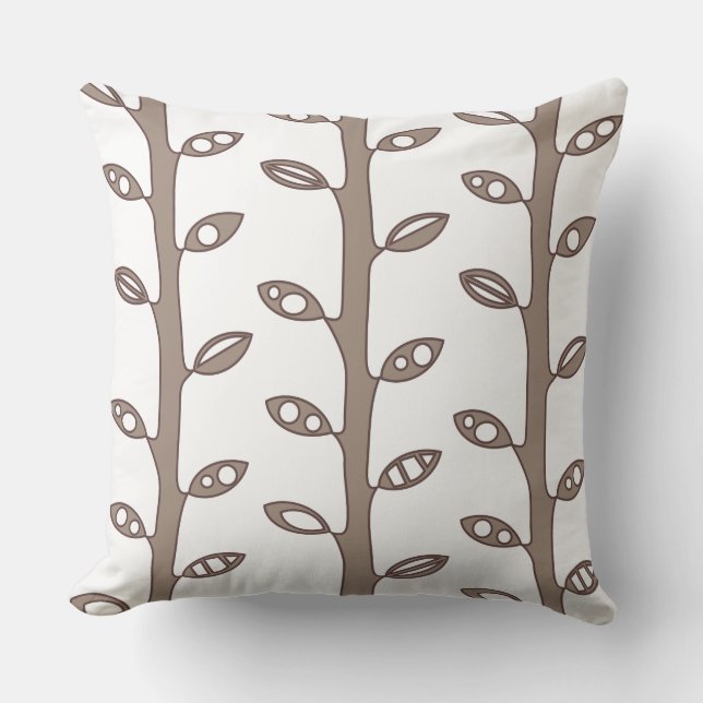 Tan VINES Retro DESIGN Throw Kissen (Vorderseite)
