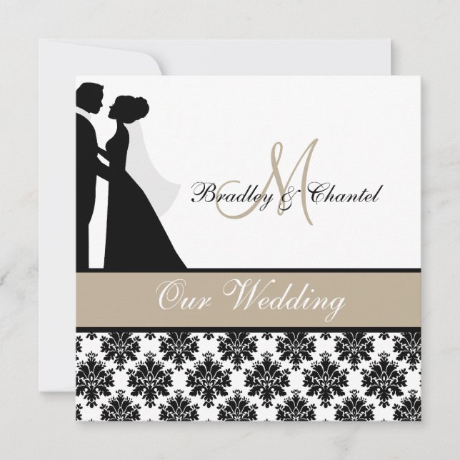 Tan Wedding Couple Hochzeit Einladung (Vorderseite)