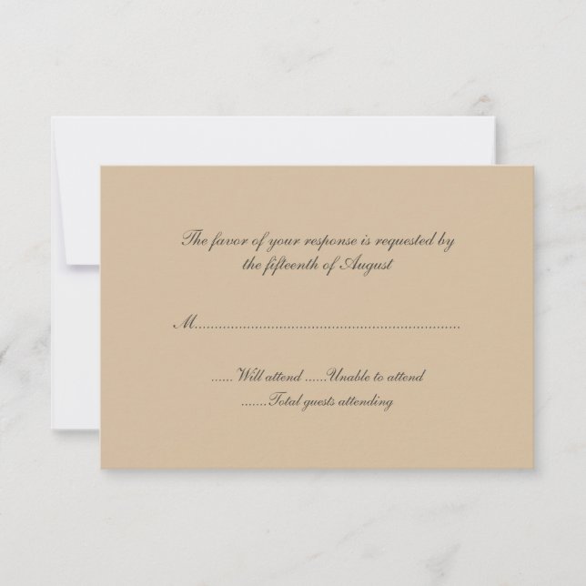 Tan Wedding Response Card RSVP Karte (Vorderseite)