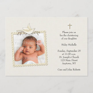 TAN, weiße Taube, religiöse Foto-Karte Einladung