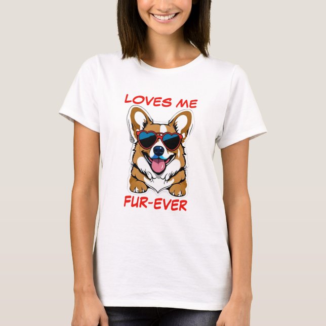 Tan Welsh Corgi Red Heart Shaped Sonnenbrillen T-Shirt (Vorderseite)