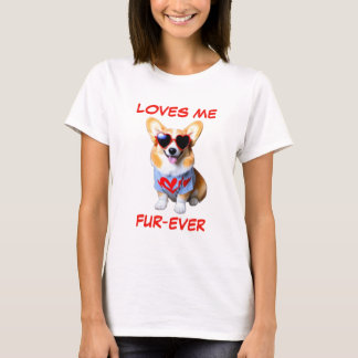Tan Welsh Corgi Red Heart Shaped Sonnenbrillen T-Shirt