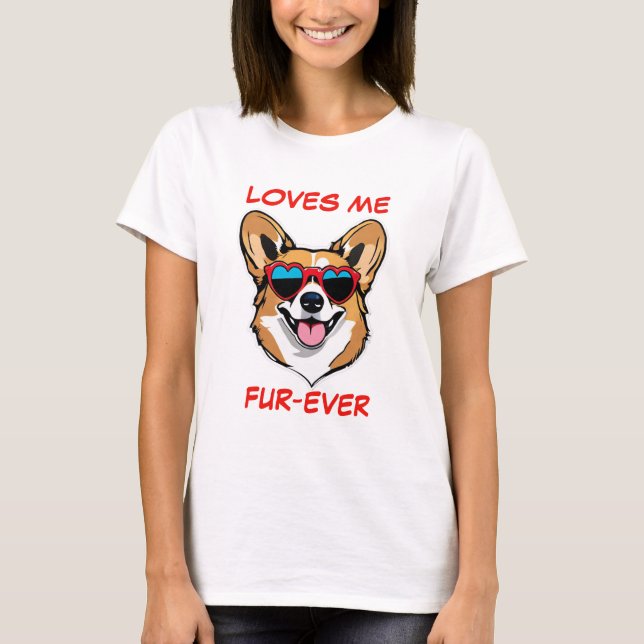 Tan Welsh Corgi Red Heart Shaped Sonnenbrillen T-Shirt (Vorderseite)