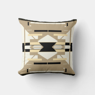 Tan White Black Southwest Look Mosaik Abstrakt Kissen