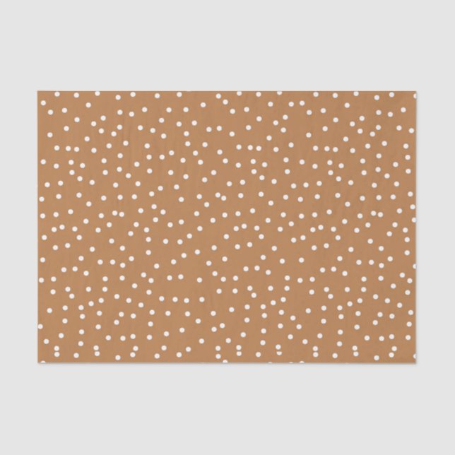 Tan & White Confetti Polka Dots Seidenpapier (Vorderseite)