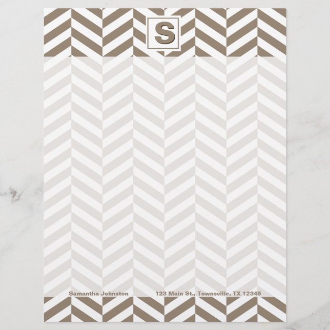 Tan White Herringbone Monogram (Vorderseite)