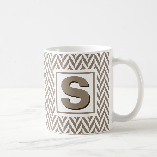 Tan White Herringbone Monogram Tasse (Rechts)