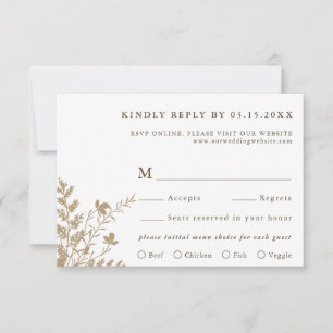 Tan & White Wildblume Hochzeitsmahl Auswahl RSVP Karte