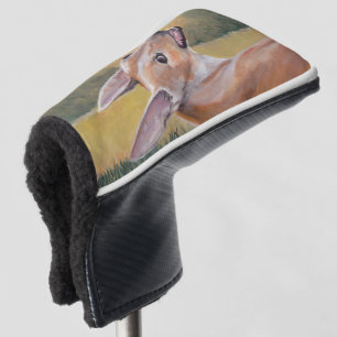 TAN-Windhund in der Gras-Golf-Putter-Abdeckung Golf Headcover