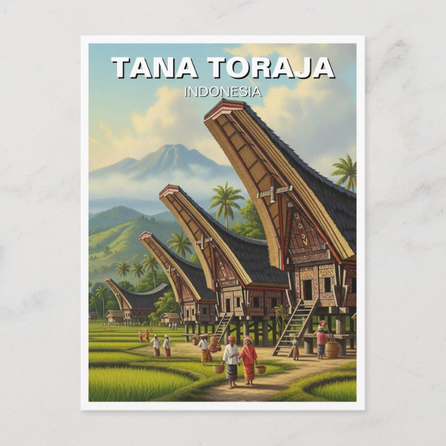 Tana Toraja Indonesia Travel Postkarte (Vorderseite)