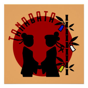 Tanabata-Paar-Silhouette Poster