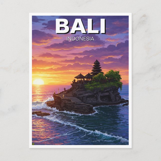 Tanah Lot Bali Indonesia Travel Postkarte (Vorderseite)