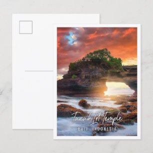 Tanah Lot Tempel bei Sonnenuntergang in Bali Postkarte