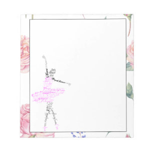Tance Ballerina    Rosen Aquarellfarben-Randnotiz Notizblock