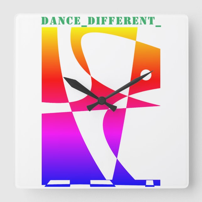 TANCE_DIFFERENT_Rainbow Quadratische Wanduhr (Vorderseite)