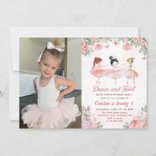 Tance & Twirl Ballerina Girl Foto Einladung