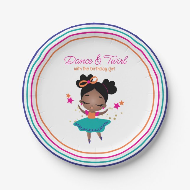 Tance & Twirl Birthday Girl Colorful Pappteller (Vorderseite)