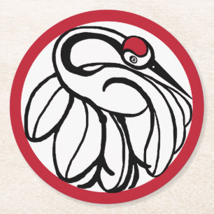 Tancho Japanese Crane Runder Pappuntersetzer