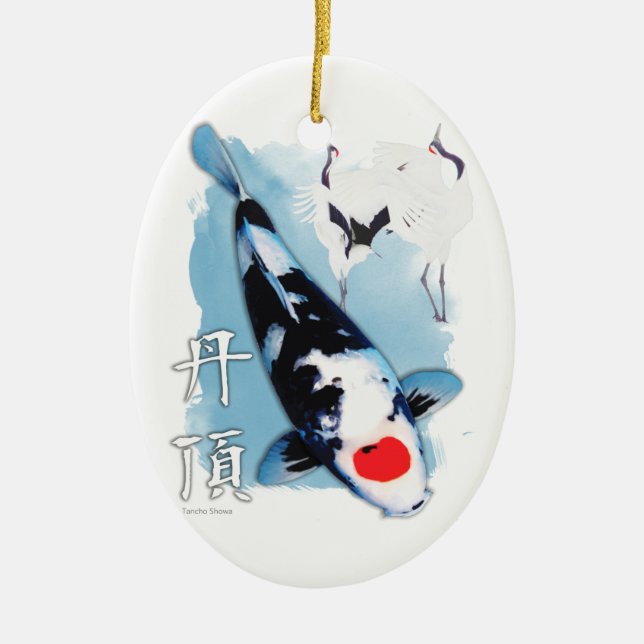 Tancho koi keramik ornament (Vorne)