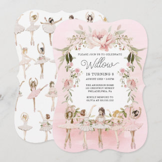 Tancing Ballerina Girl Geburtstagsparty Einladung