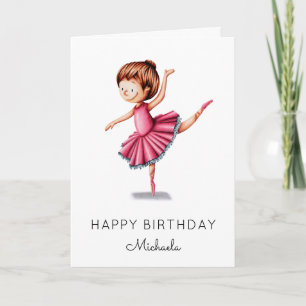 Tancing Ballerina Pink Tutu Girl Geburtstag Karte