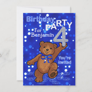 Tancing Bears 4. Geburtstag Party für Jungen Einladung