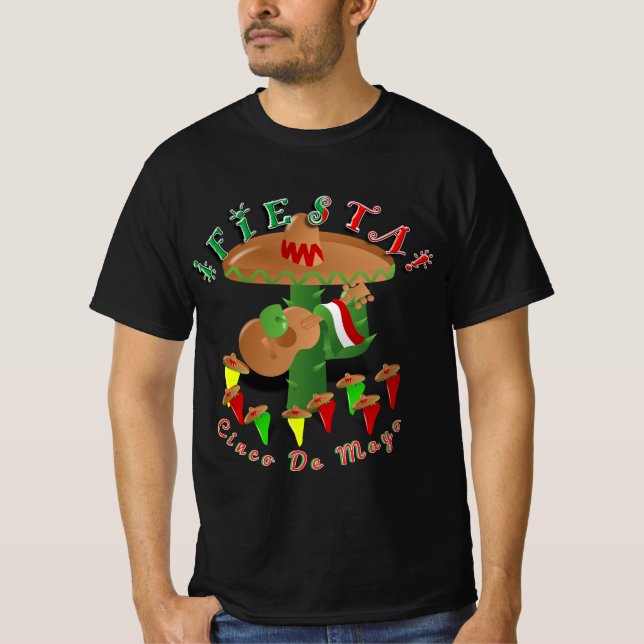 Tancing Cactus Cinco De Mayo T-Shirt (Vorderseite)