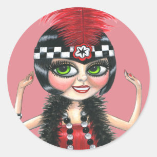 Tancing Flapper Girl Roaring 20 Runder Aufkleber