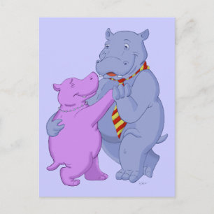 Tancing Hippo Tango Postkarte