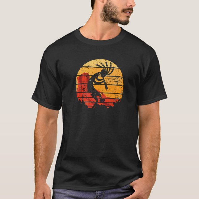 Tancing Kokopelli Southwest Usa Indianeramerikaner T-Shirt (Vorderseite)