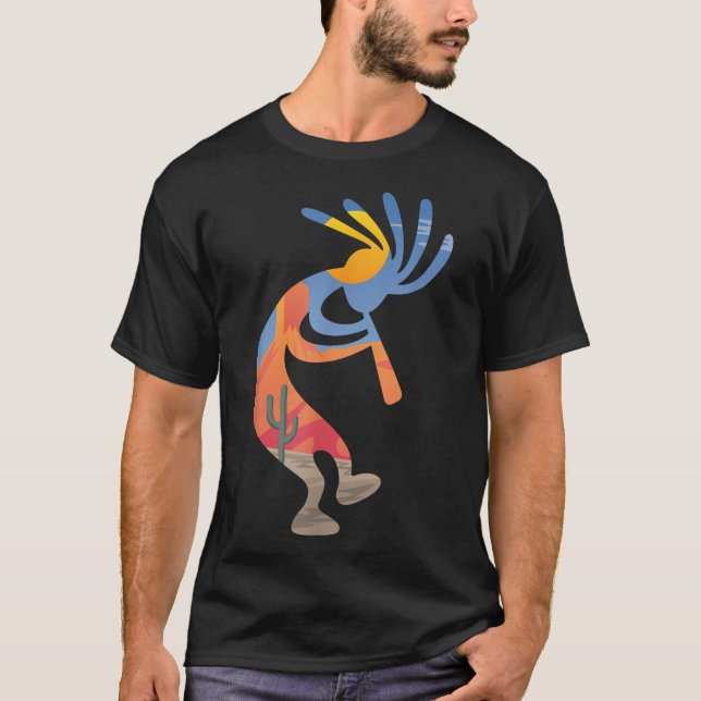 Tancing Kokopelli Southwest USA Indianeramerikaner T-Shirt (Vorderseite)