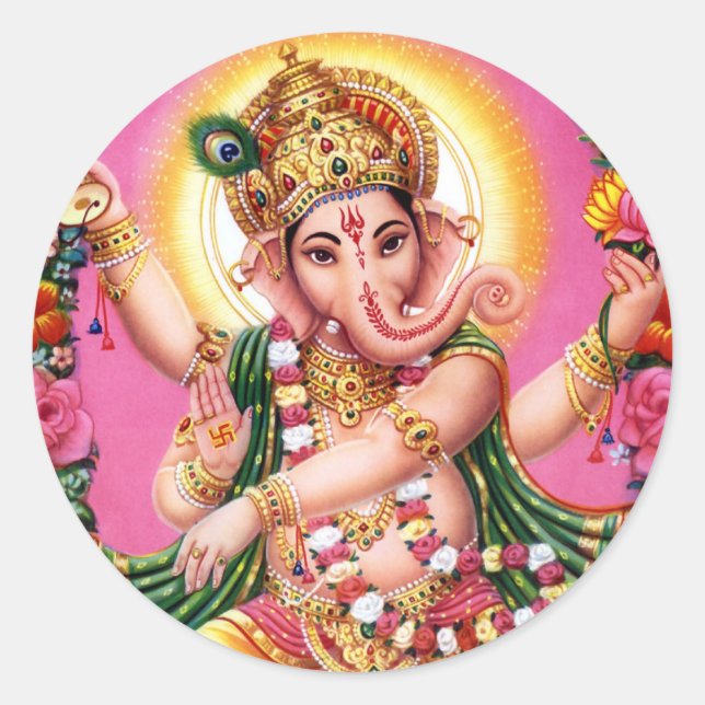 Tancing Lord Ganesha Runder Aufkleber (Vorderseite)