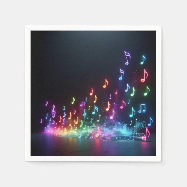 Tancing Neon Musical Notes Serviette (Vorderseite)