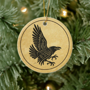 Tancing Norse Raven Keramik Ornament