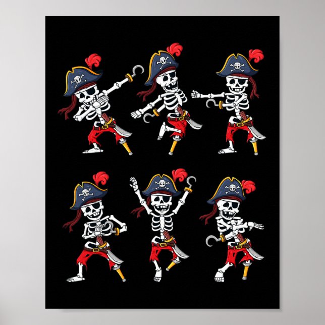 Tancing Pirate Skeletons TanzChallenge Boys Kinder Poster (Vorne)